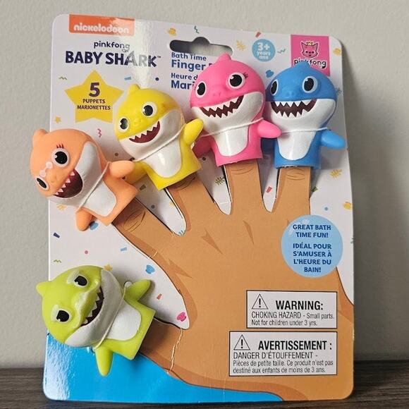 Wow Wee Pinkfong OfficialBaby Shark Bath Finger Puppets - Picture 1 of 2